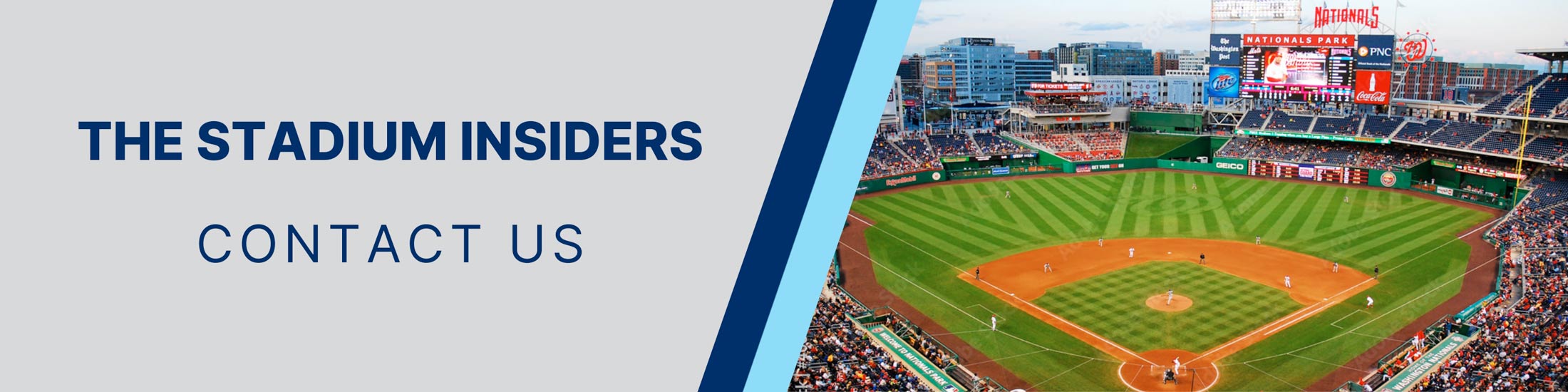 A decorative banner showing the field at Nationals Park and the words "Contact Us"