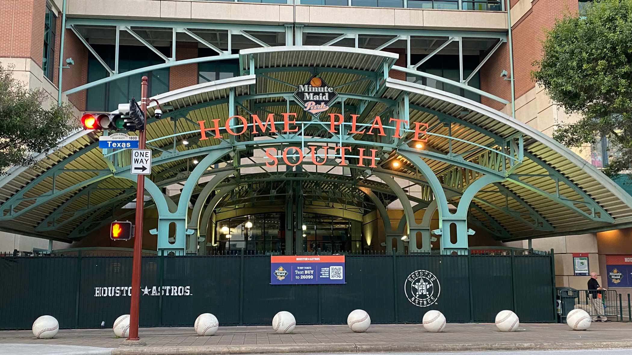 The exterior of the Home Plate South entrance at Minute Maid Park in Florida