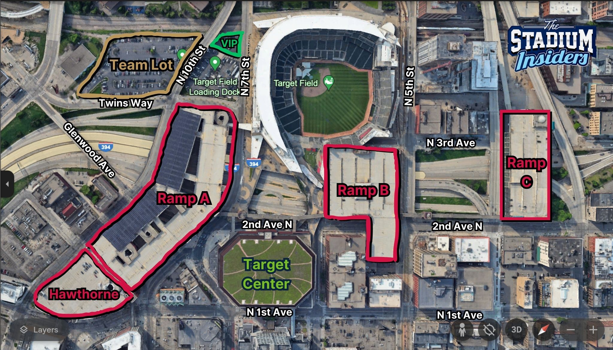 Target Field Parking Map