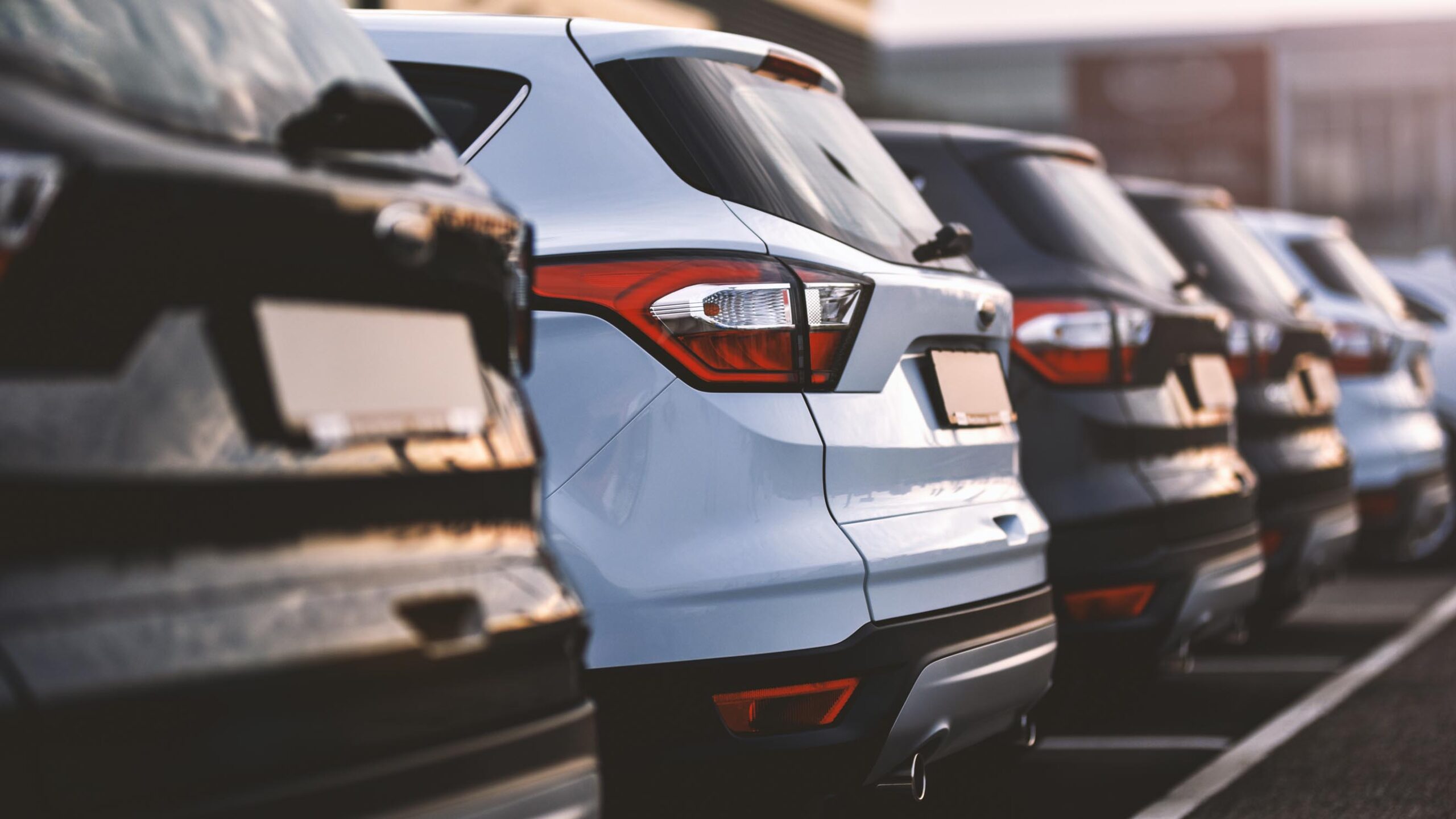 Rental car parking lot full of cars