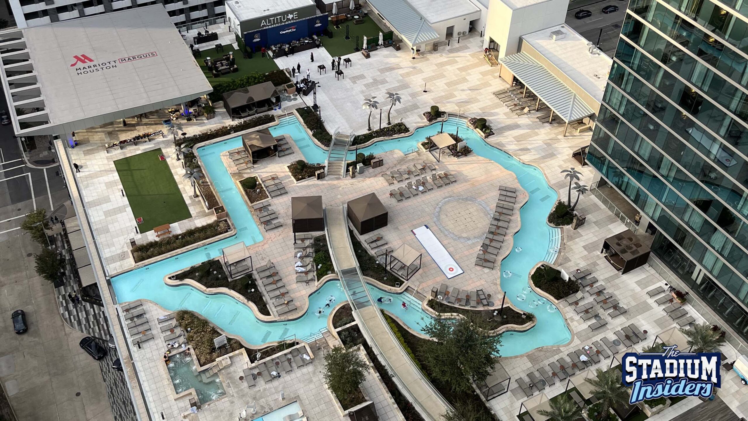 The Texas shaped pool of the Marriott Marquis in Houston from above