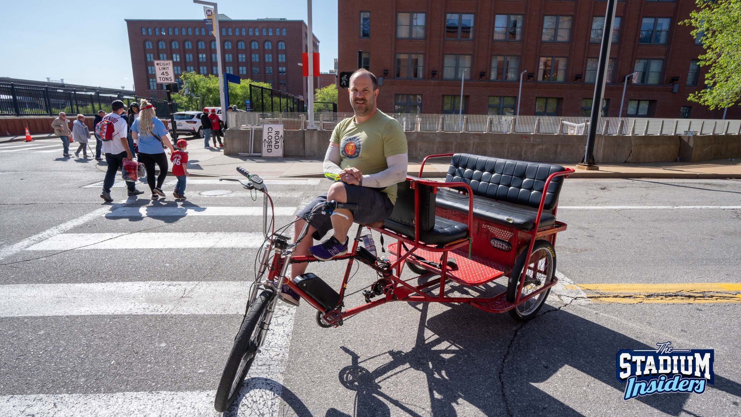 A pedicab on the streets of St. Louis, outside of Busch Stadium