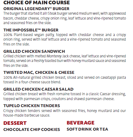 Menu from the Hard Rock Cafe in Yankee Stadium