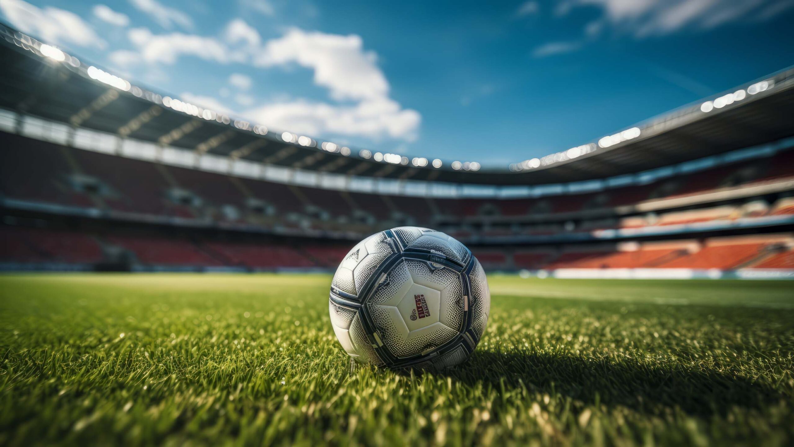 Soccer Match In Stadium With Ball And Grass Field. Exciting Matc