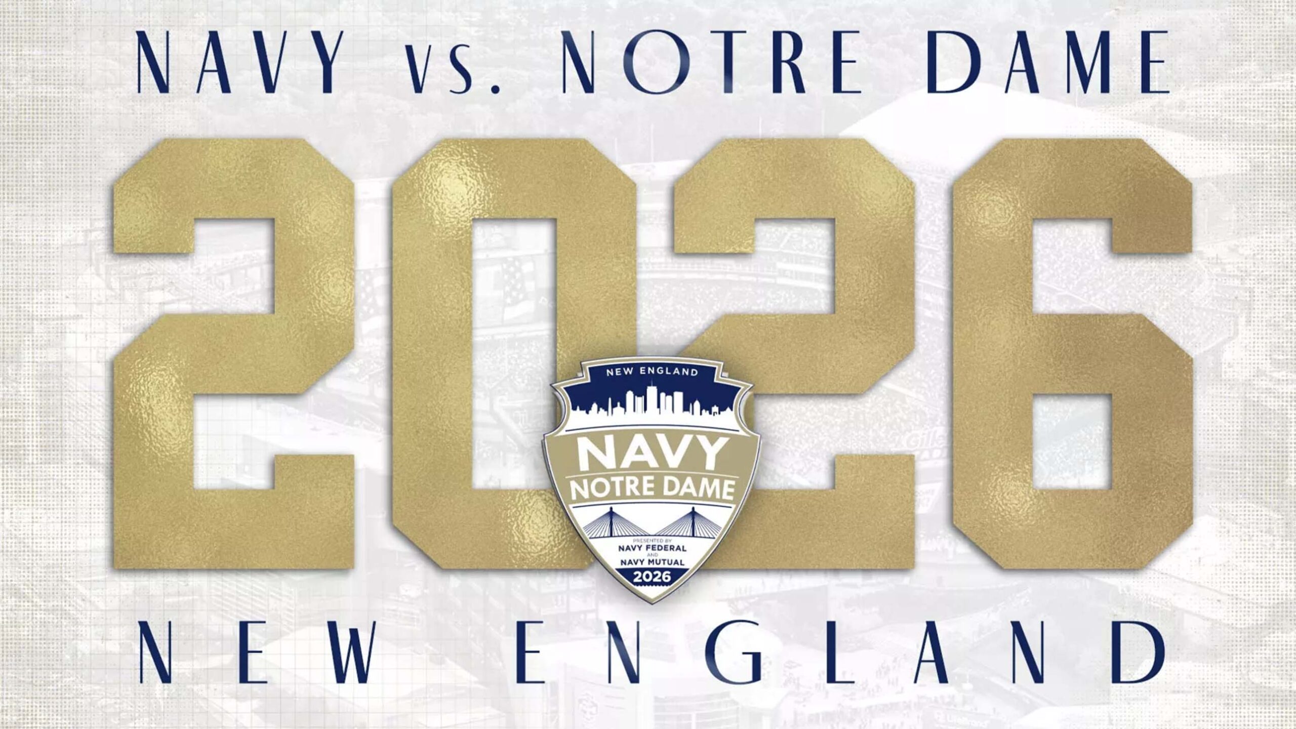 Notre Dame vs Navy at Gillette Stadium in 2026