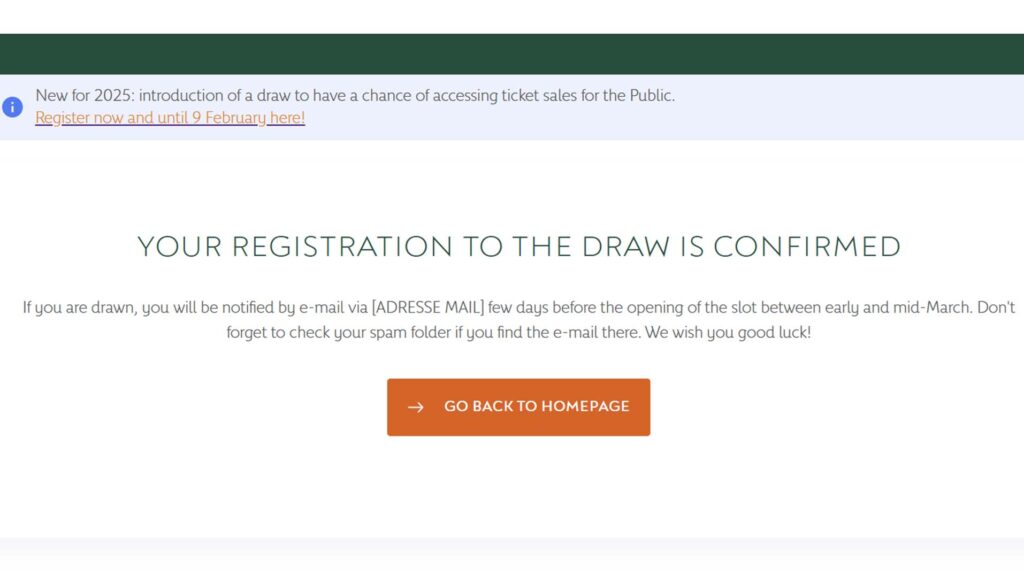 French Open Registration Confirmation