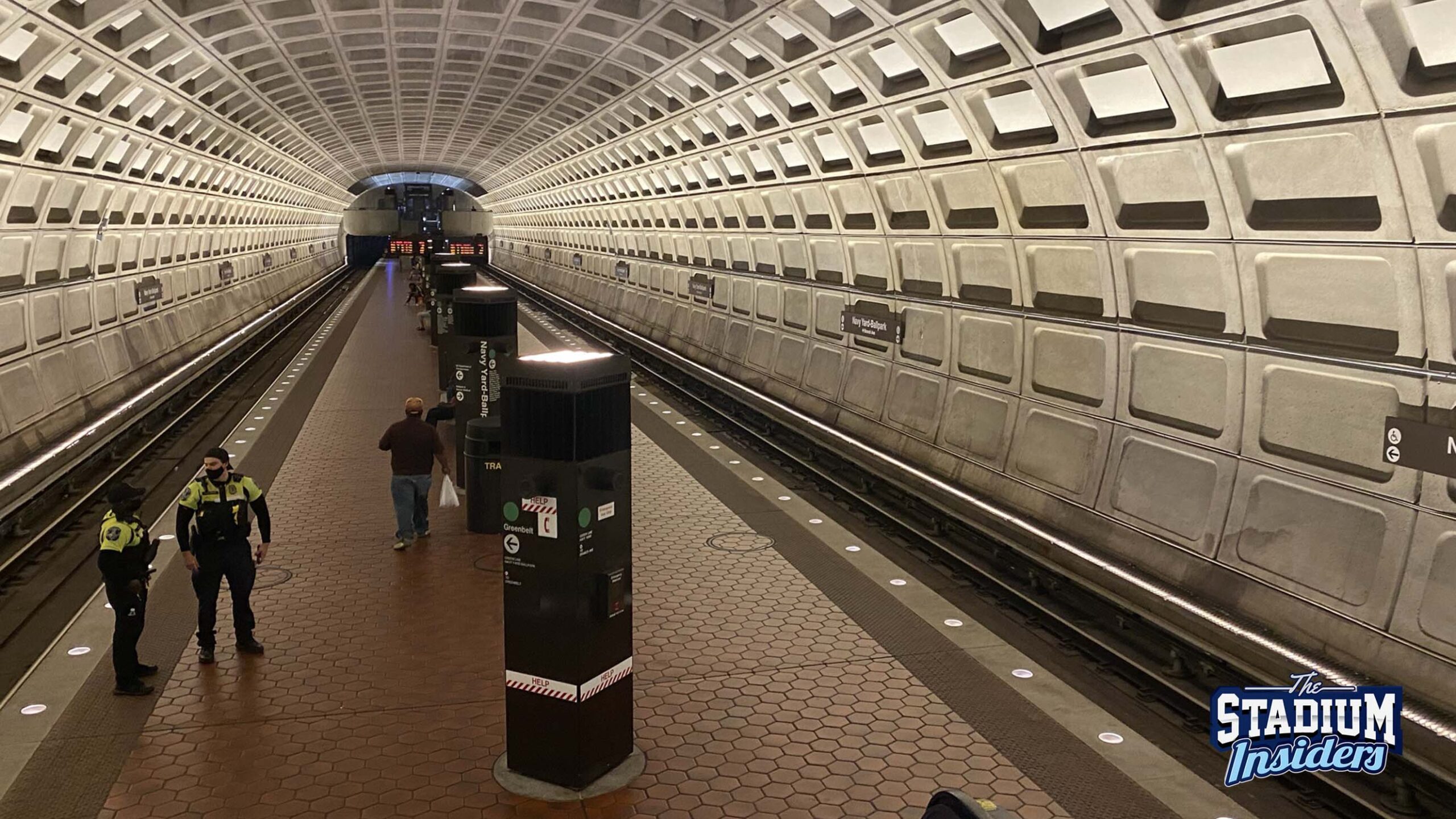 Staying on the Green Line Inside the Navy Yard-Ballpark Green Line subway station in Washington DC