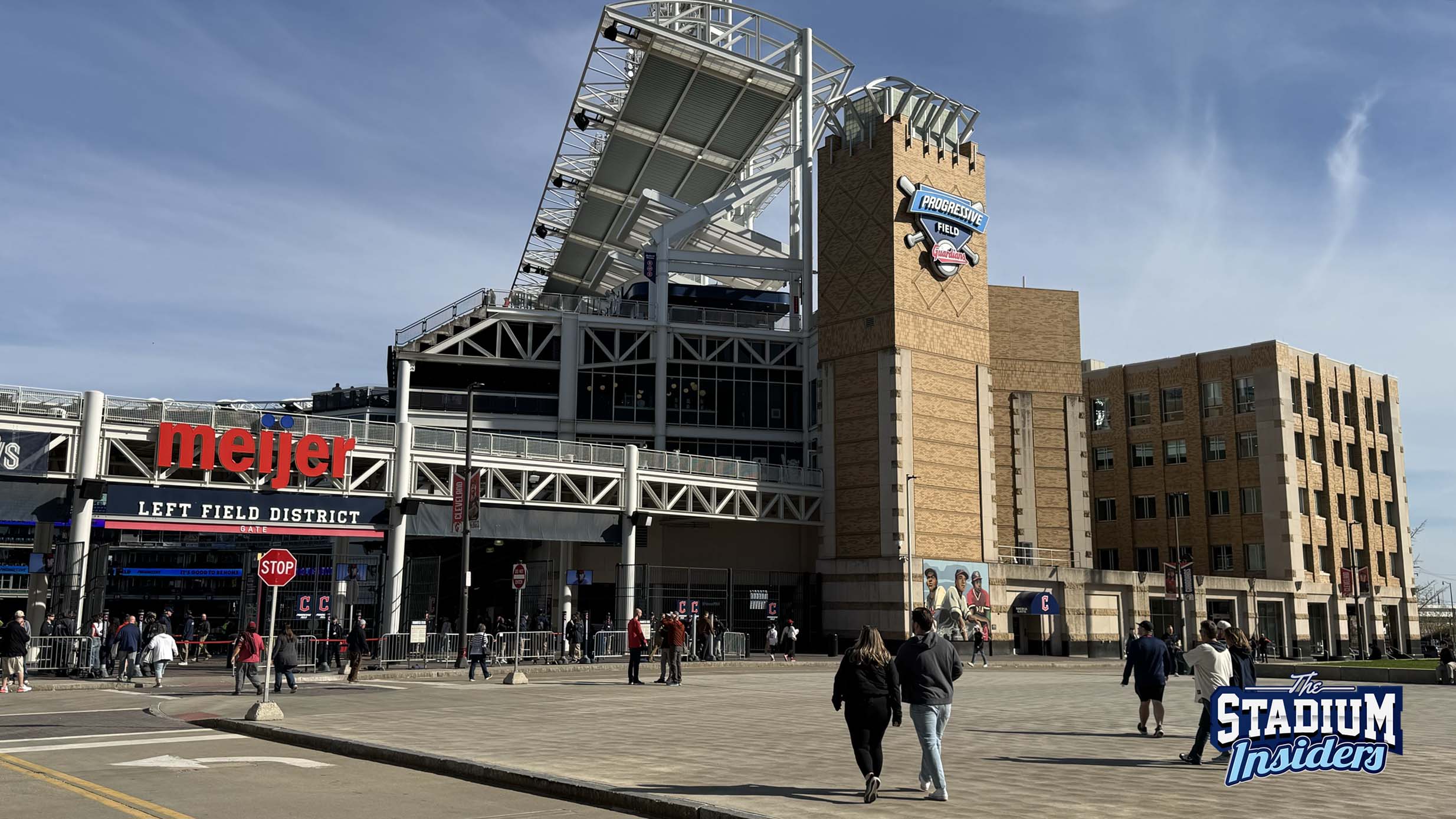 Walking to Progressive Field Fans walk to one of the outfield entrances at Progressive Field